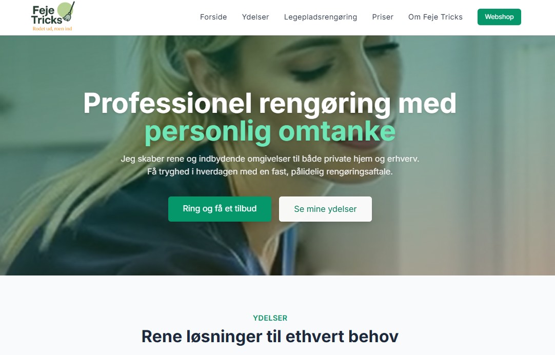 Skærmbillede af Feje Tricks website