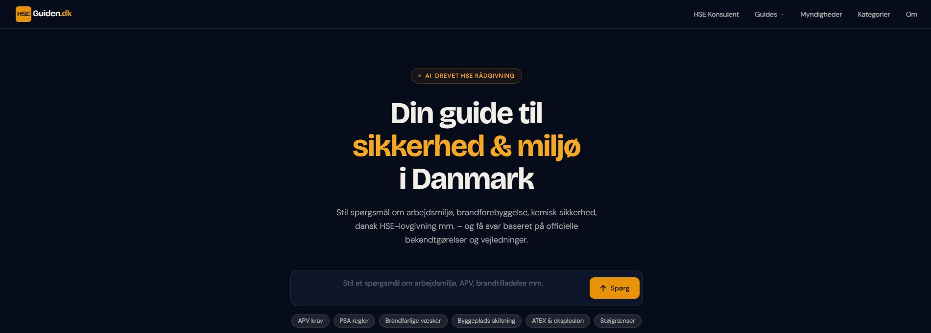 Skærmbillede af HSEguiden.dk